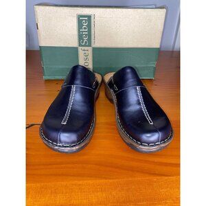 Josef Seibel Womens Carole Black Leather Mule Size 6 EU 37